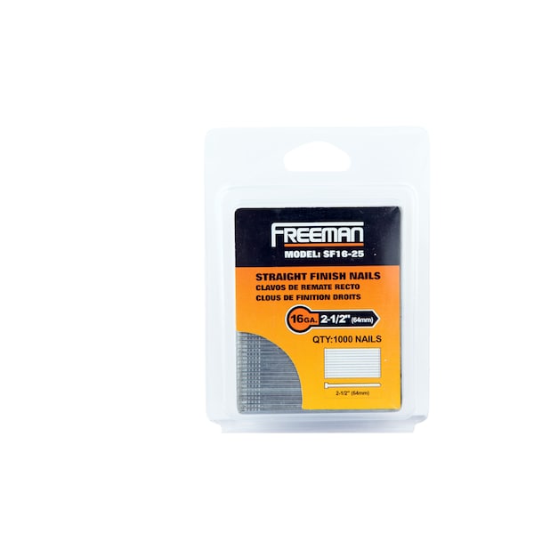 Freeman Collated Finishing Nail, 2-1/2 in L, 16 ga, Straight SF16-25 - main